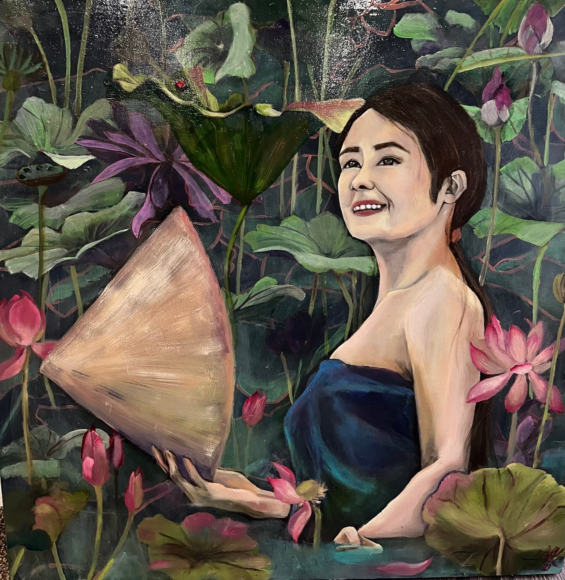 Lotus Pond – Oil Painting